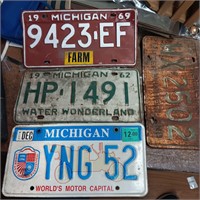 Lot of Michigan License Plates including Farm