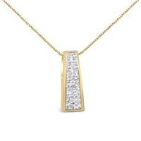 14K Gold Diamond Greek Column Pendant Necklace, 1.