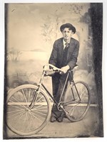 Tintype Portrait Man & Safety Bicycle, Sixth-Plate
