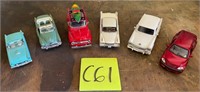 R - LOT OF 6 VINTAGE TOY CARS (C61)