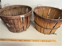 Vintage Pair Apple Bushel Basket w/ handles