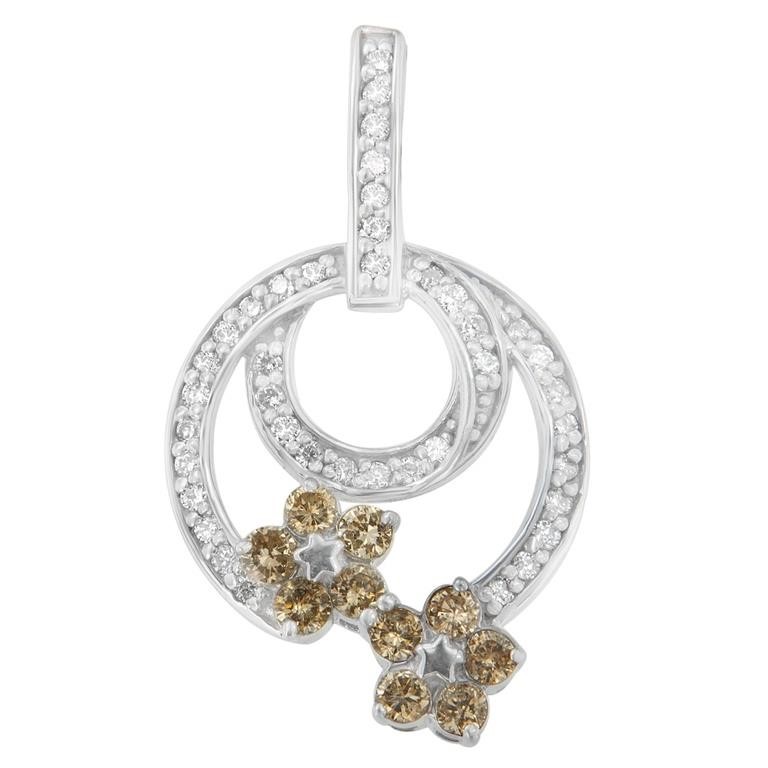 Elegant 1.00ct Champagne Diamond Floral Necklace