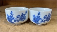 2 Blue & White Japanese Little Cup / Soup Bowl