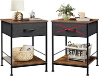 2pc WLIVE Nightstand, Steel Frame