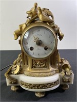 French Gilt Bronze & Marble Mantle Clock