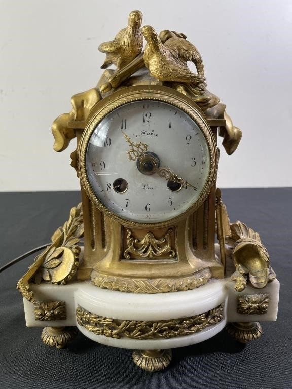 French Belle Epoque Style Gilt Bronze Mantle Clock