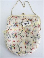 Corde Bead needlepoint beaded purse, 6" x 8"