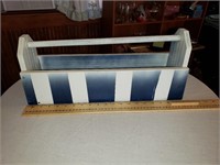 PAINTED STRIPED WOOD TOOL BOX