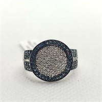 SILVER BLUE AND WHITE DIAMOND (0.4CT)  RING