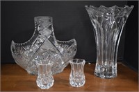 Crystal,Handled Basket,Vase & Toothpick Holders