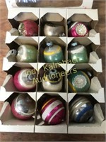 1 Dozen Shiny Bright Vintage Glass Ornaments