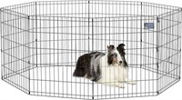 Foldable Metal Dog Exercise Pet Playpen 24x30Bk