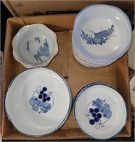 10 PC ASSTD JAPANESE BOWLS, BLUE/WHITE