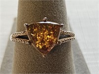 Sterling Silver with Citrine Stone Ladies Ring
