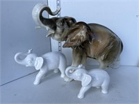 3 glass elephants