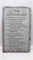 Metal Cat's Rules Wall Sign