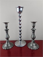 3 Vintage Metal Candle Holders