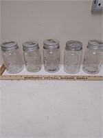 5 vintage jars ball and kerr
