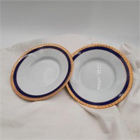 Pair Limoges 5 1/4" Blue Band Dishes by Tiffany