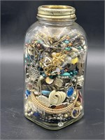 Costume jewelry in Hazel Atlas jar