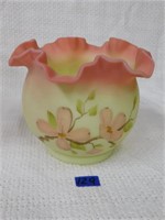 VTG Fenton Burmese rose bowl, hand painted