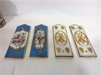 4 plaques décoratives de portes en porcelaine
