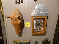 Wooden Horse Head & Framed Cross
