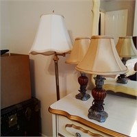 Small pair of lamps and a floor standing lamp.