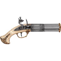 French 18th Century 4 Barrel Flintlock Pistol