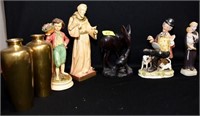 5 ASST. FIGURINES & 2 SMALL VASES