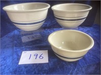 3 Blue Band Stacking Bowls