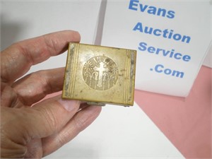 Brass Small Box, Hinged with Cross on Lid