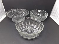 Three Glass Serving Bowls