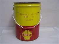 SHELL CLAVUS OIL 5 IMP GAL.PAIL - NO LID-  SOME