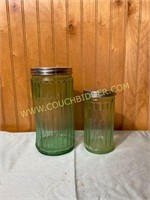 Set of green Hoosier jars