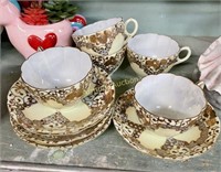 GOLD DECORATED PORCELAIN CUPS & SAUCERS