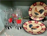 APPLE DECOR TUMBLERS - ROOSTER PLATES