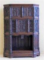 Exceptionally Carved French Oak Gothic Cabinet.