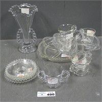 Imperial Candlewick Glass Plates, Tea Cups, Vase
