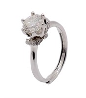 Sterling Silver 1.0ct Moissanite Diamond Ring