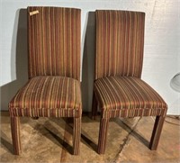 Pair of Striped Upholstered Parson Chairs