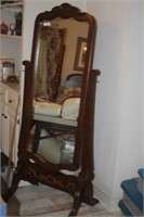 Hand Carved Full Length Mirror on Stand
