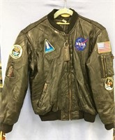 Leather jacket with space shuttle, and Nasa patche