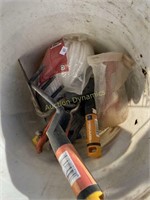 Bucket of Asst Garden Tools, Rope