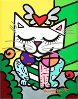 ROMERO BRITTO "ROXY, LOVABLE ALWAYS" MIXED MEDIA