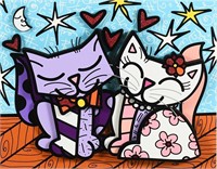 ROMERO BRITTO "PURR-FECT COUPLE" MIXED MEDIA