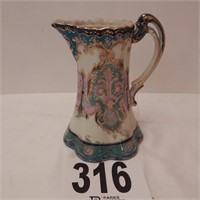 HAND-PAINTED CHOCOLATE POT (MISSING LID) 8 IN