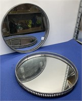 Pair of Vintage Mirrored Trays