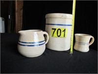 Vintage stoneware glazed pitcher, mug & pot