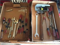 2 Trays- Screw Drivers, Adjustable Wrenches, Etc.